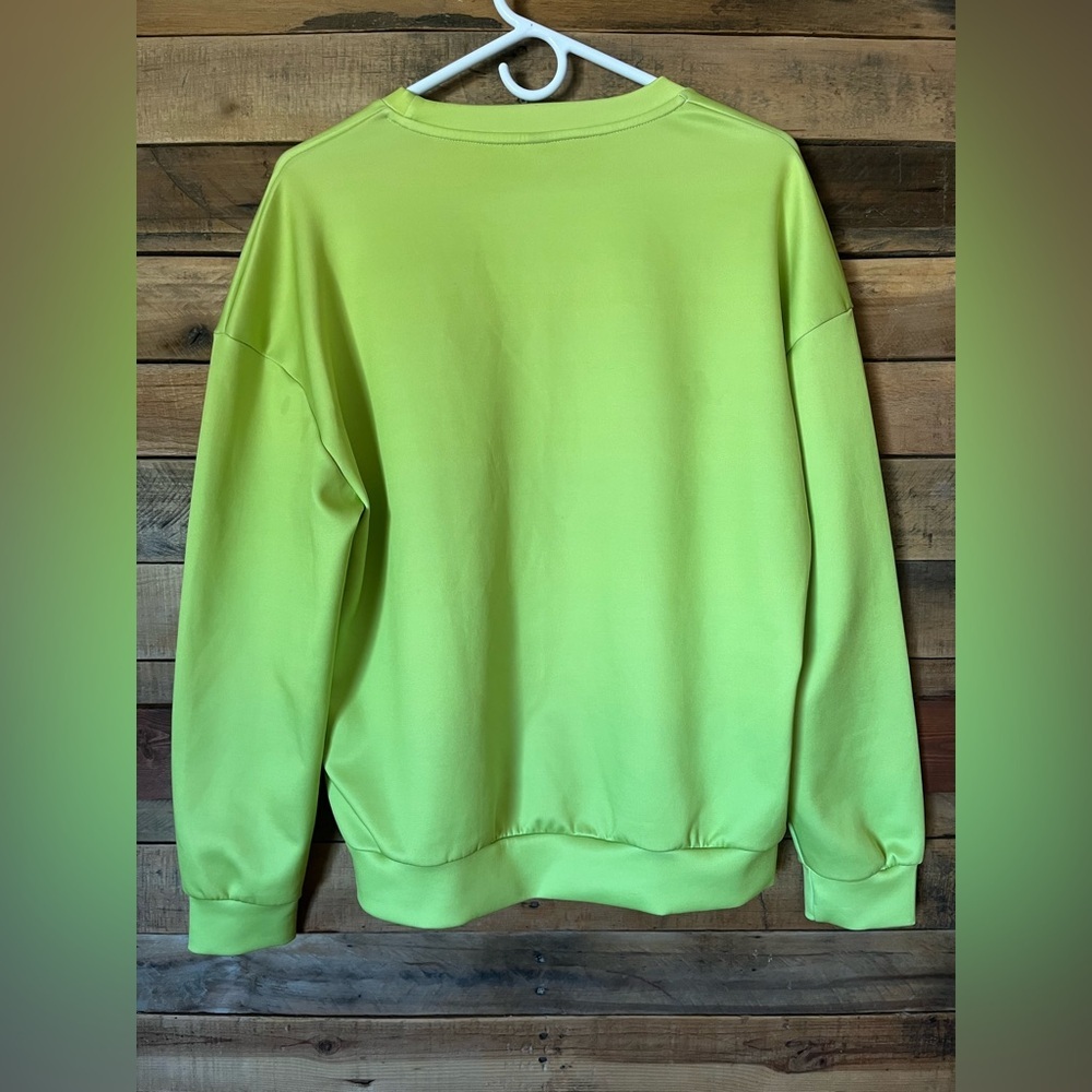 Lime Green Checkered Animal Silhouette Sweatshirt - Picture 6 of 7
